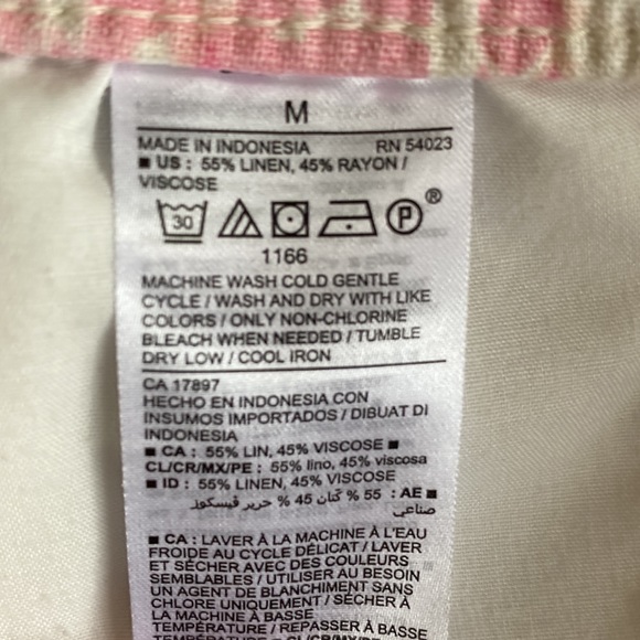 Old Navy High Rise  Drawstring Tie Dye Linen Shorts White Pink & Blue Medium - Picture 6 of 6